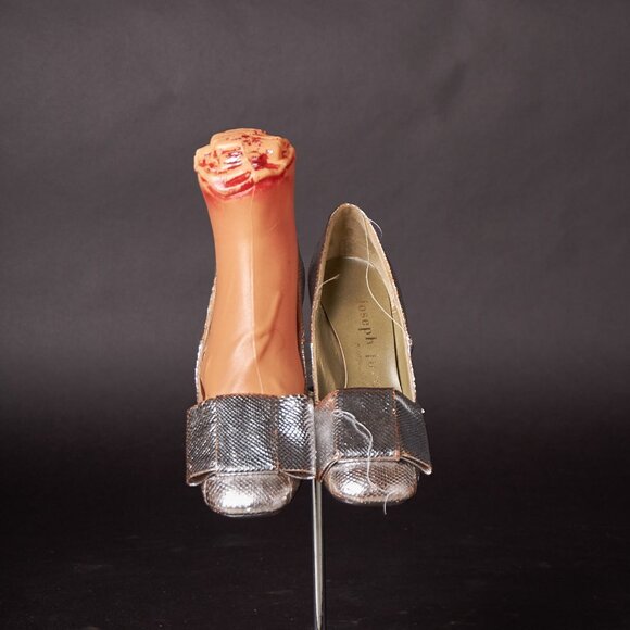 1960s Sliver Faux Skin Mod Pumps Heels Shoes - Picture 3 of 16